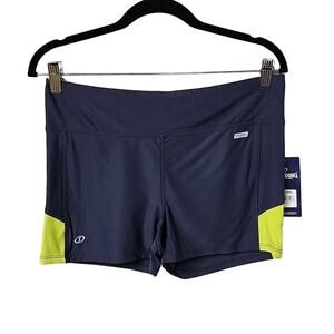 Spalding Wicking Speed Dri Athletic Shorts Granite Citrus Womens L NWT
